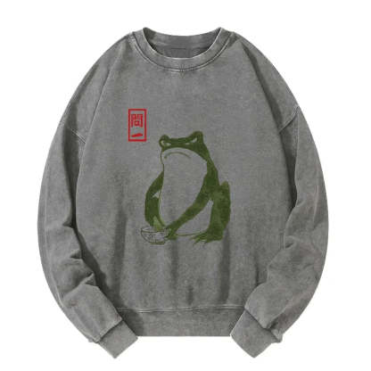Tokyo-Tiger Woodblock Print Frog Washed Sweatshirt