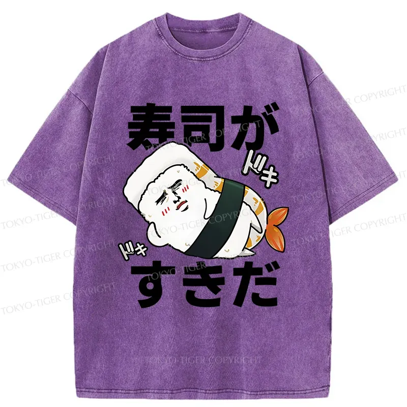 Tokyo-Tiger Interesting sushi Meme Washed T-Shirt