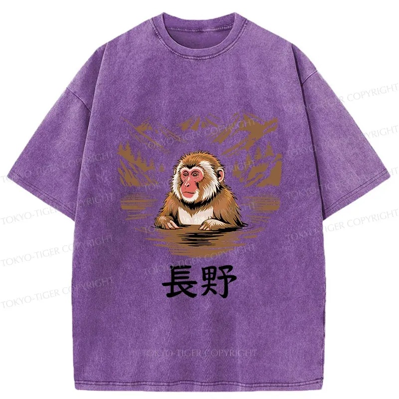 Tokyo-Tiger Monkey In Nagano Washed T-Shirt