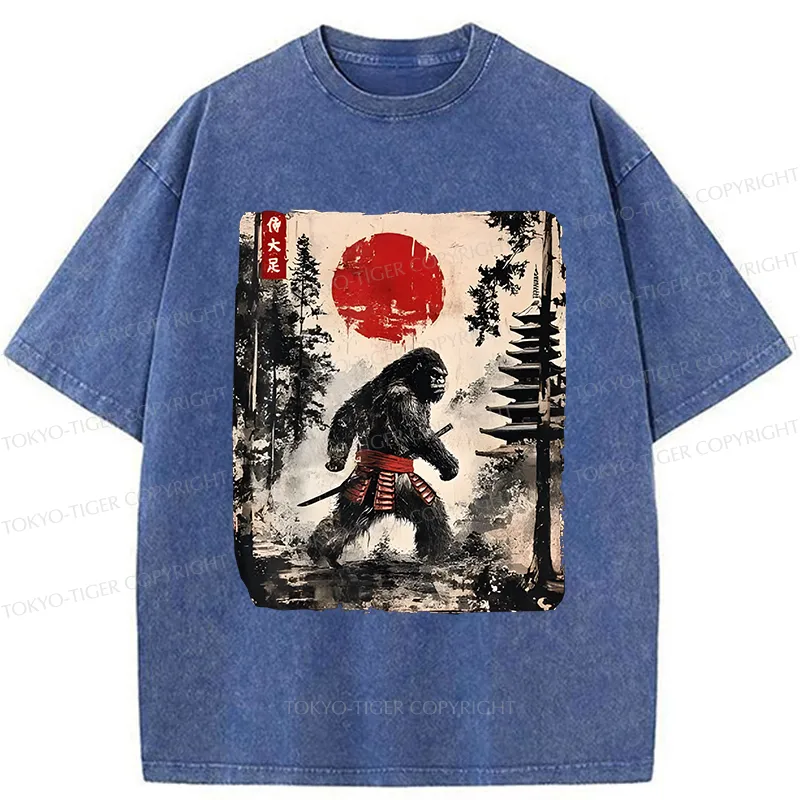 Tokyo-Tiger Japanese Samurai Bigfoot Washed T-Shirt