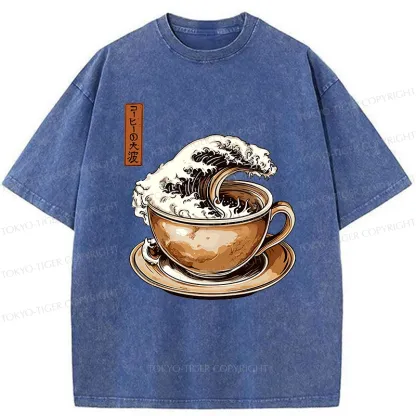 Tokyo-Tiger The Great Coffee Wave Washed T-Shirt