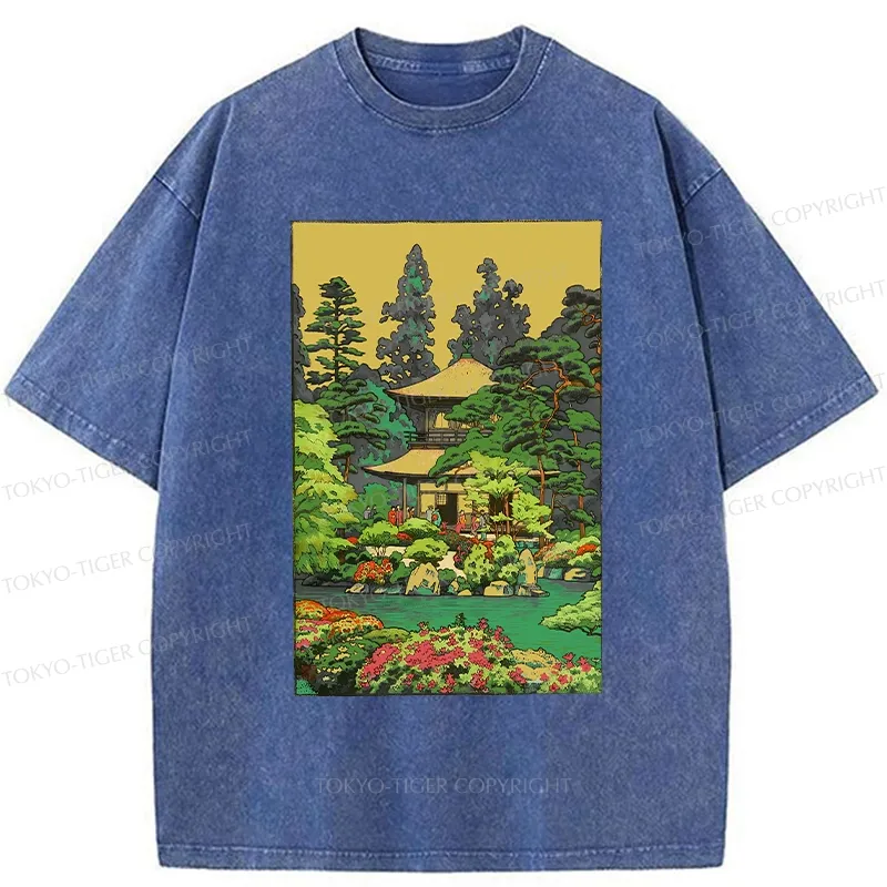 Tokyo-Tiger Retro Kyoto Garden Washed T-Shirt