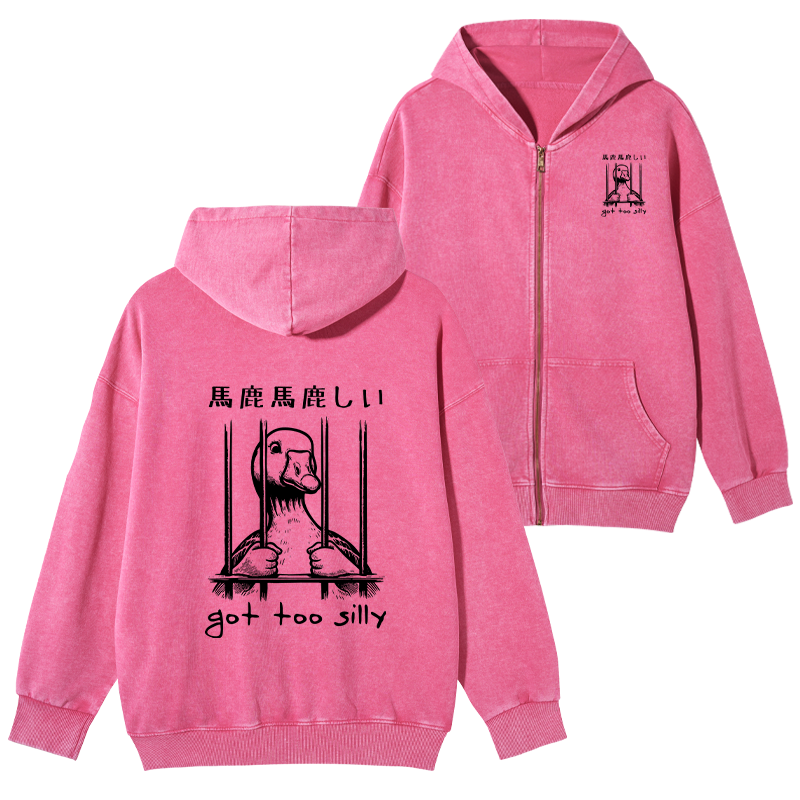 Tokyo-Tiger Got Too Silly Washed Zip Hoodie