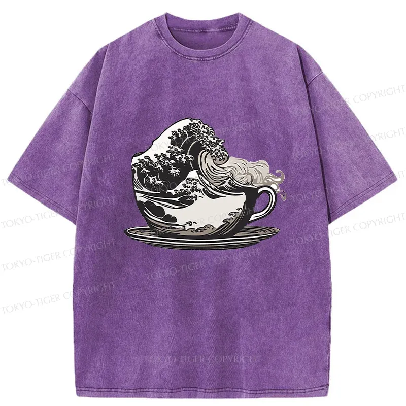 Tokyo-Tiger Vintage Coffee Wave Washed T-Shirt