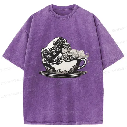 Tokyo-Tiger Vintage Coffee Wave Washed T-Shirt