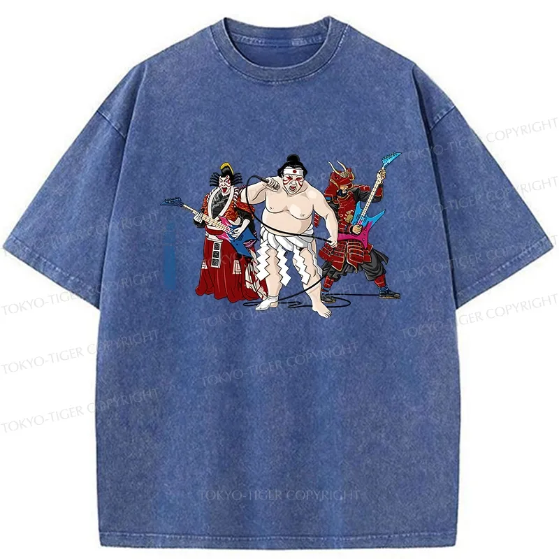 Tokyo-Tiger The Rock Kabuki Samurai Sumo Washed T-Shirt