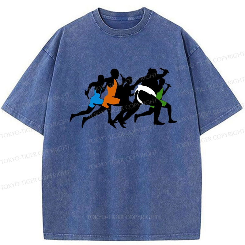 Tokyo-Tiger Funny Sumo Race Washed T-Shirt