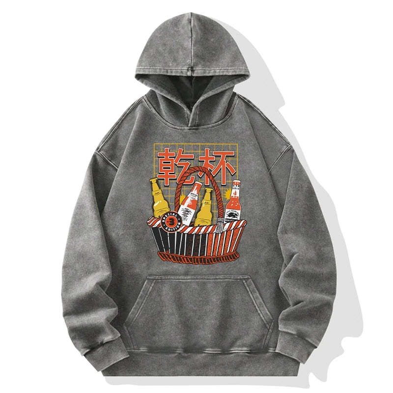 Tokyo-Tiger Have A Beer Together Washed Hoodie Sale