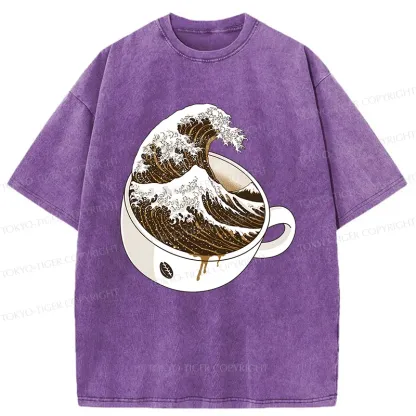 Tokyo-Tiger Tilted Coffee Wave Washed T-Shirt