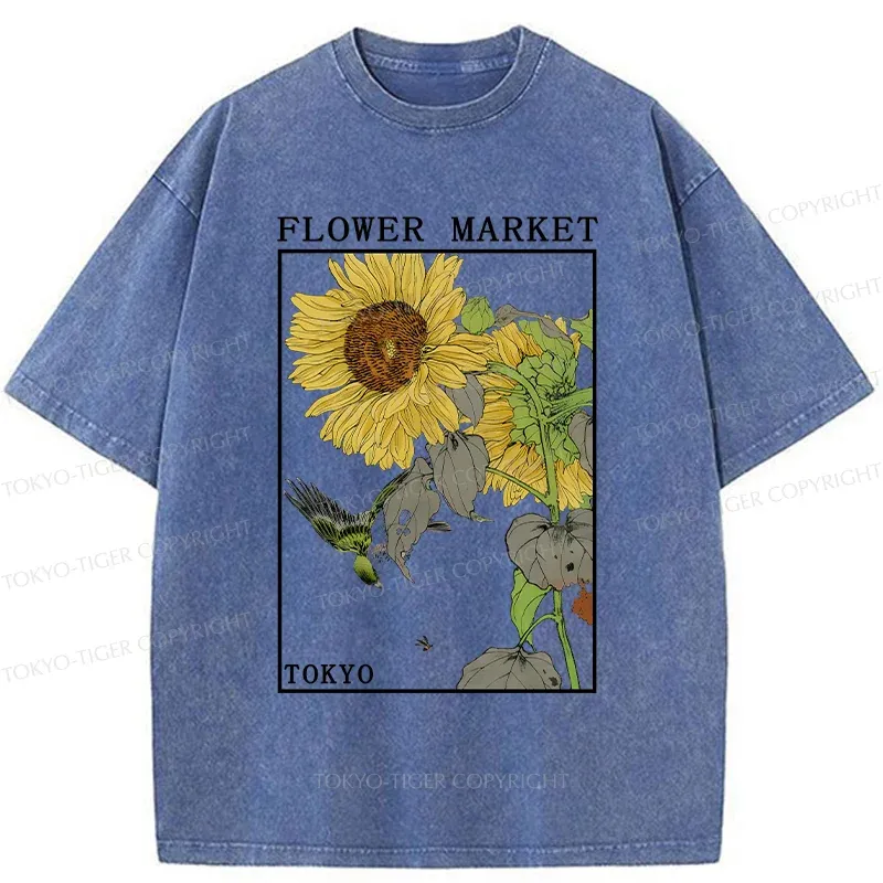 Tokyo-Tiger Vintage Sunflower Washed T-Shirt