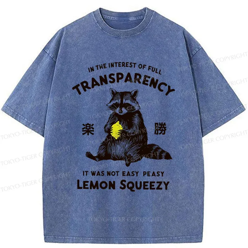 Tokyo-Tiger Raccoon Holding A Lemon Washed T-Shirt