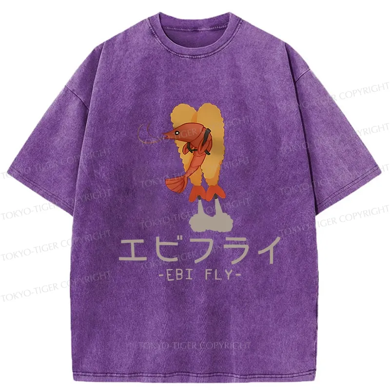Tokyo-Tiger Yummy Fried shrimp Washed T-Shirt