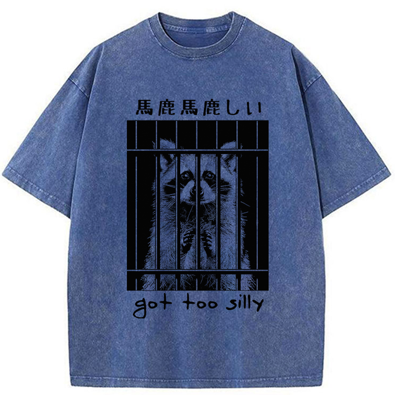 Tokyo-Tiger Raccoon Got Too Silly Washed T-Shirt