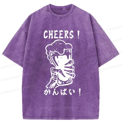 Tokyo-Tiger Cheers Together Washed T-Shirt