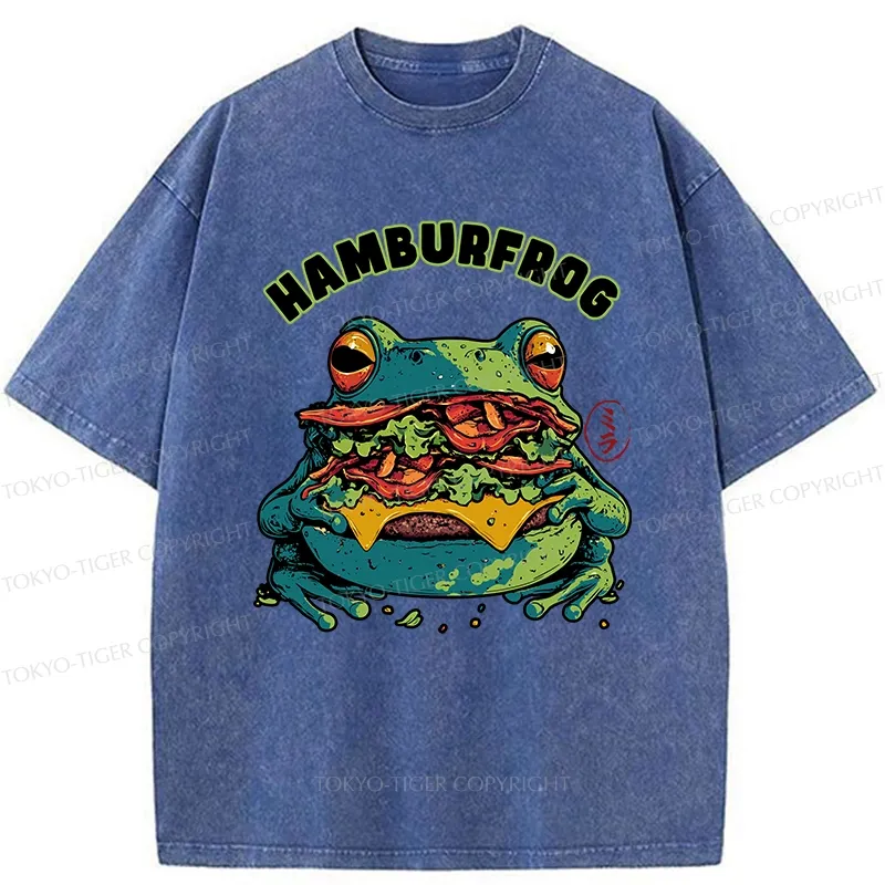 Tokyo-Tiger Funny Hamburfrog Washed T-Shirt