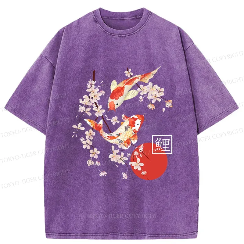Tokyo-Tiger Japanese Auspicious Carp Washed T-Shirt