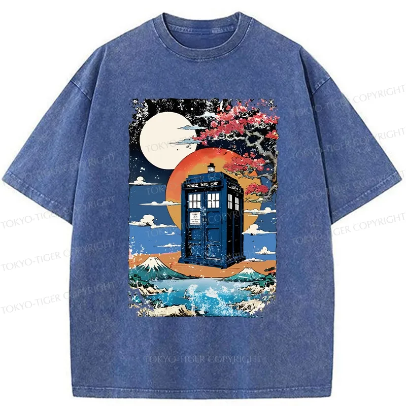 Tokyo-Tiger Tardis Under The Moonlight Washed T-Shirt