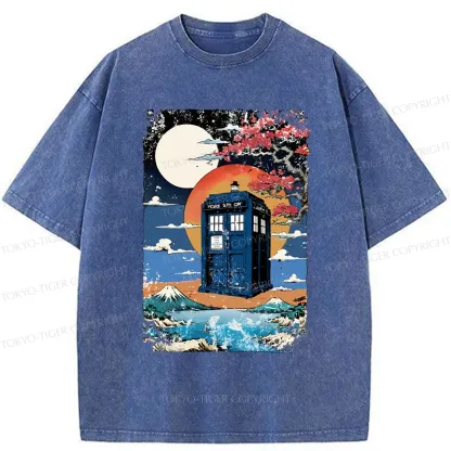 Tokyo-Tiger Tardis Under The Moonlight Washed T-Shirt