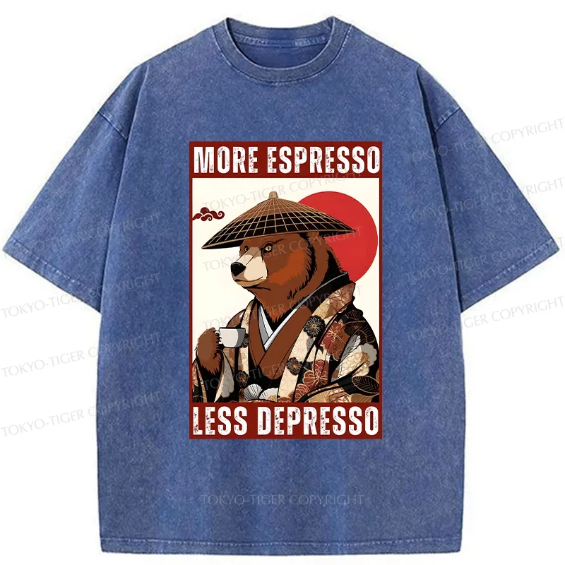 Tokyo-Tiger More Espresso Less Depresso Bear Washed T-Shirt