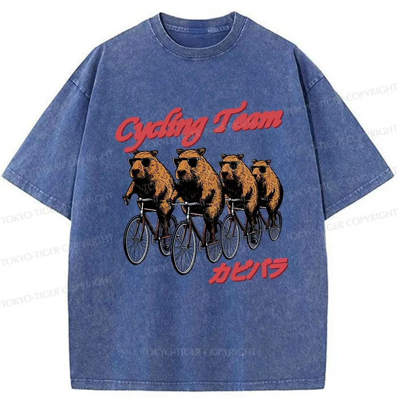 Tokyo-Tiger Capybara Cycling Team Washed T-Shirt