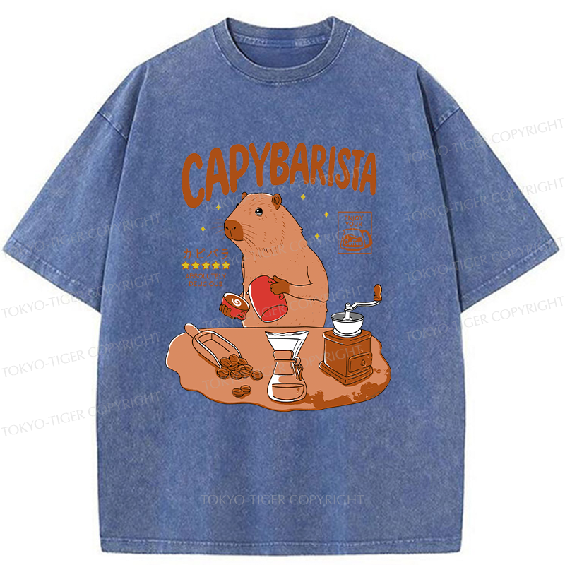 Tokyo-Tiger Capybara Brew Coffee Washed T-Shirt