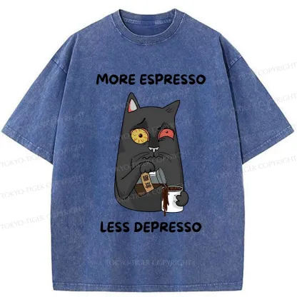 Tokyo-Tiger Japan More Espresso Less Depresso Washed T-Shirt