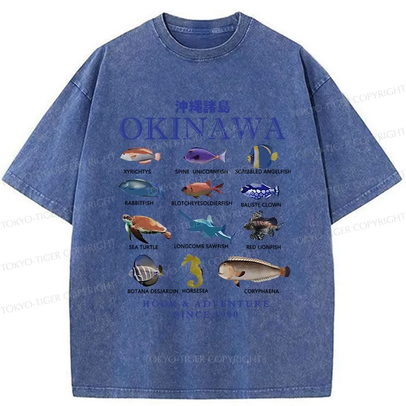 Tokyo-Tiger Okinawa Islands Fish Washed T-Shirt