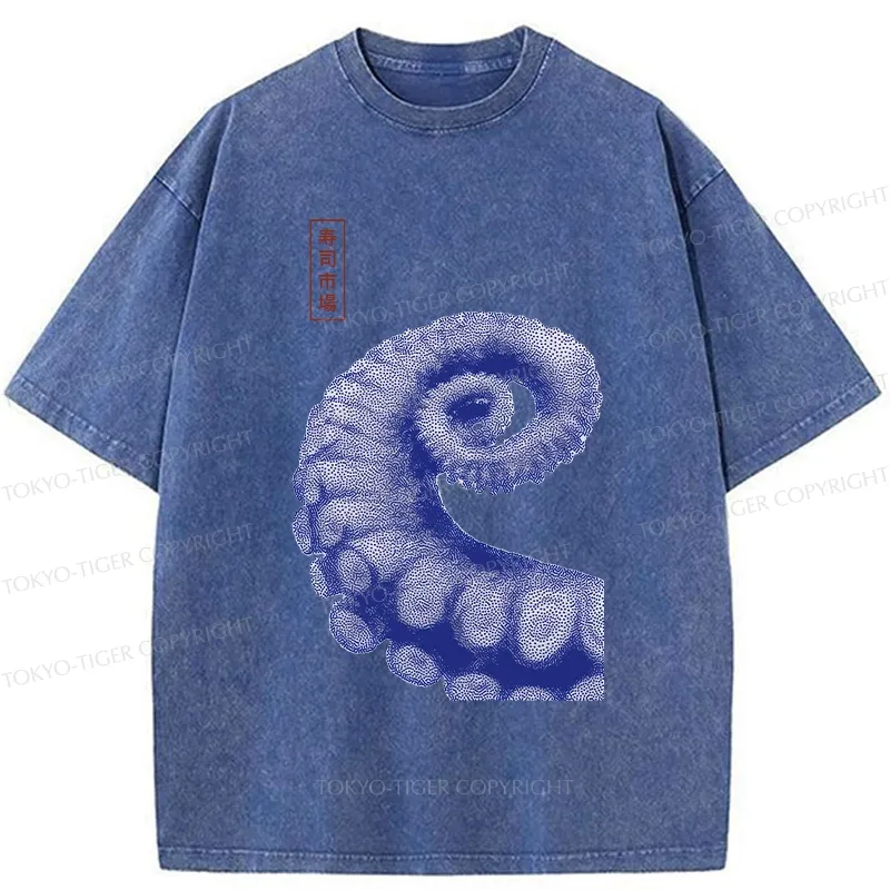 Tokyo-Tiger Octopus Tentacle Washed T-Shirt