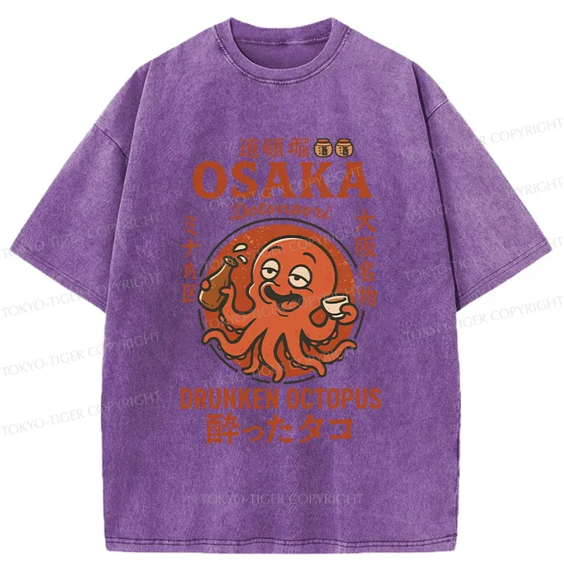 Tokyo-Tiger Dotonbori Octopu Washed T-Shirt