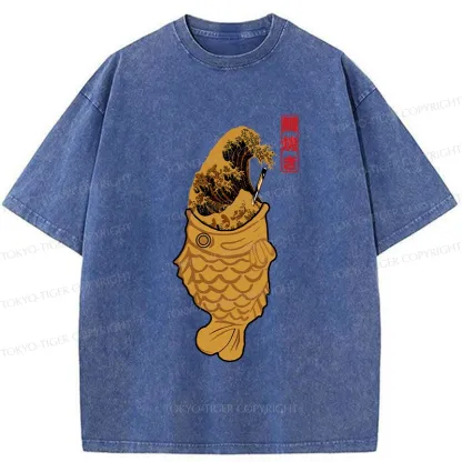 Tokyo-Tiger The Great Wave Off Taiyaki Washed T-Shirt