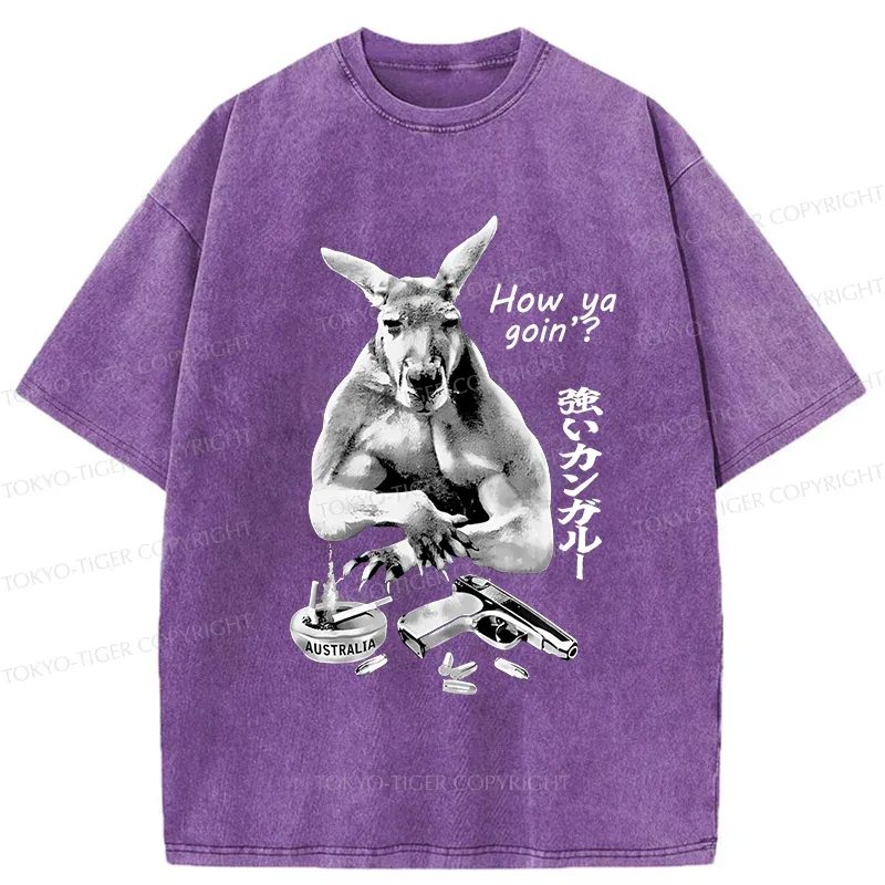 Tokyo-Tiger Strong Kangaroo Washed T-Shirt