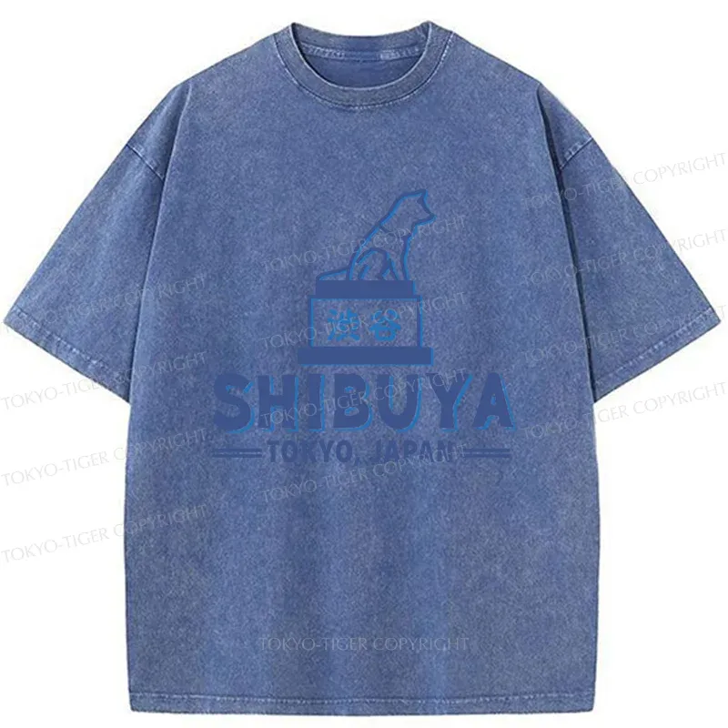 Tokyo-Tiger Loyal Dog Statue Washed T-Shirt