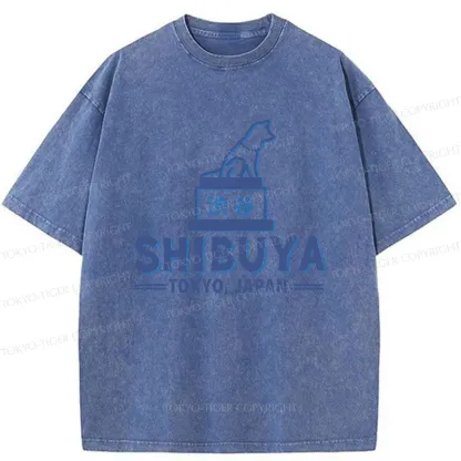 Tokyo-Tiger Loyal Dog Statue Washed T-Shirt