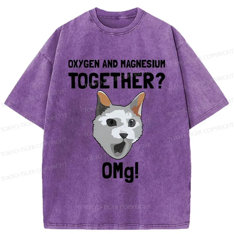 Tokyo-Tiger Surprised Cat Washed T-Shirt