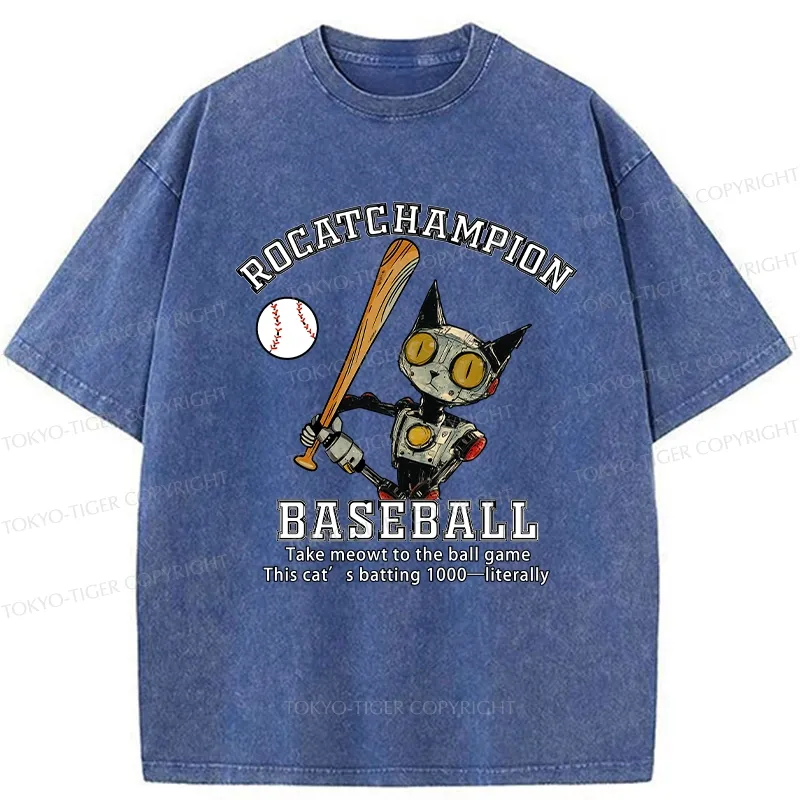 Tokyo-Tiger Take Cat To A Baseball Game Washed T-Shirt