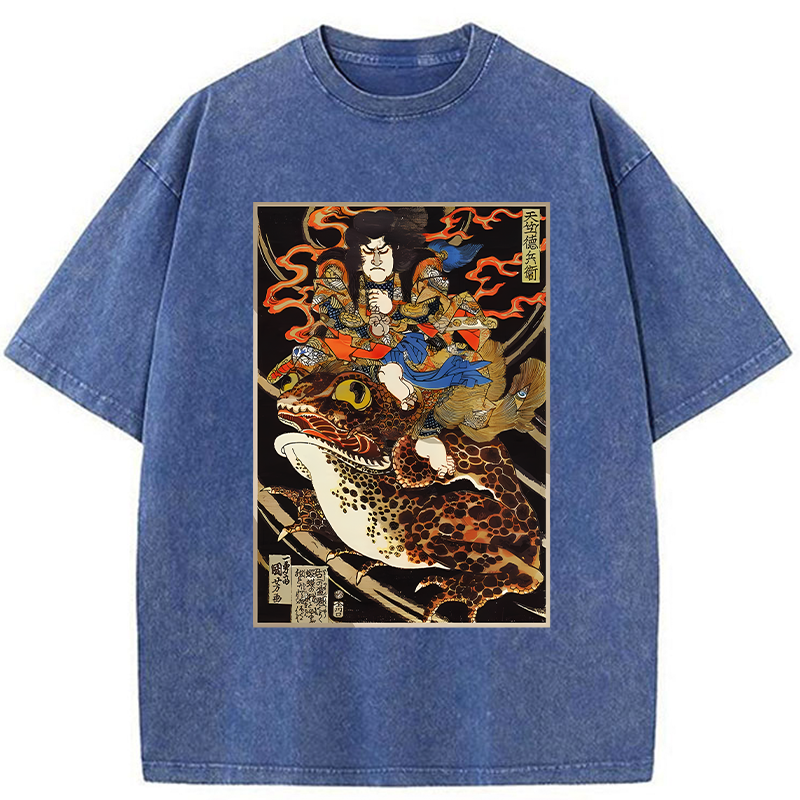 Tokyo-Tiger Japanese Samurai Ride A Toad Washed T-Shirt