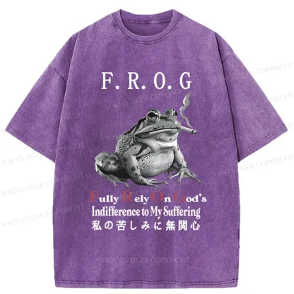 Tokyo-Tiger Indifferent Frog Washed T-Shirt