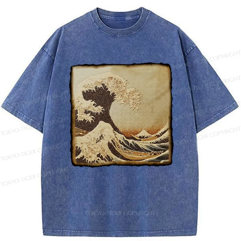 Tokyo-Tiger The Great Wave Off Coffee Beans Washed T-Shirt