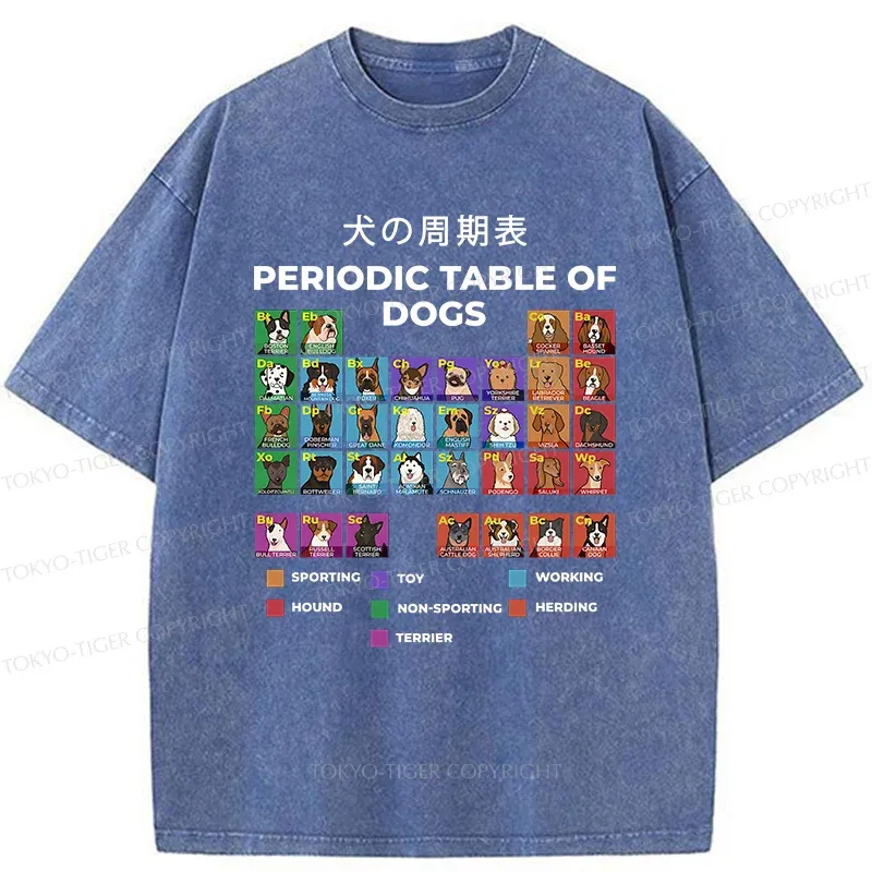 Tokyo-Tiger Periodic Table Of Dogs Washed T-Shirt
