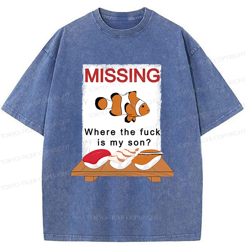Tokyo-Tiger Clownfish Sushi Washed T-Shirt
