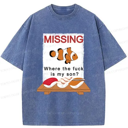 Tokyo-Tiger Clownfish Sushi Washed T-Shirt