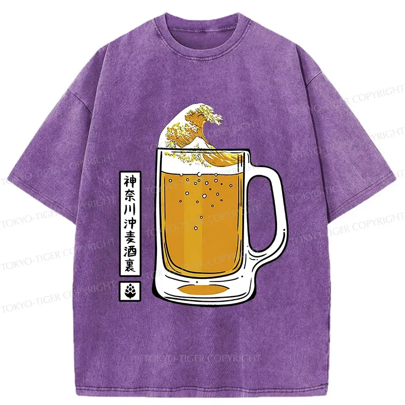 Tokyo-Tiger Japan Beer Wave Washed T-Shirt