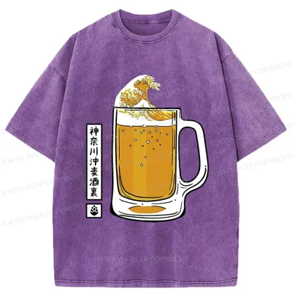 Tokyo-Tiger Japan Beer Wave Washed T-Shirt