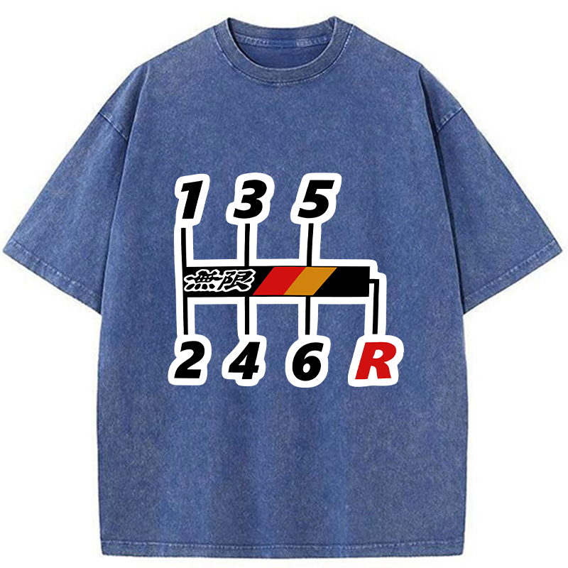 Tokyo-Tiger Car Gear Stick Washed T-Shirt