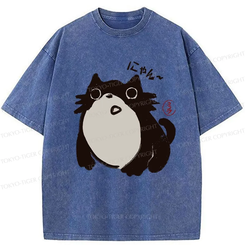 Tokyo-Tiger Whimsical Feline Washed T-Shirt