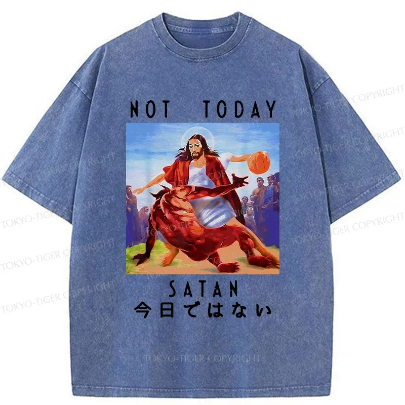 Tokyo-Tiger Jesus Is Fighting The Devil Washed T-Shirt