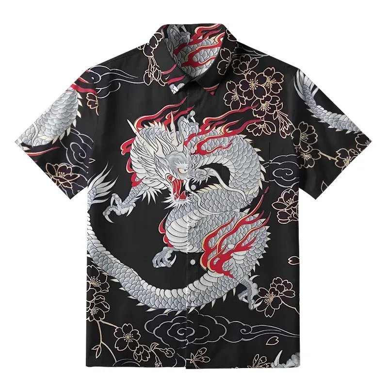 Tokyo-Tiger Sakura And Dragon Button-up Shirt Sale