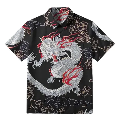 Tokyo-Tiger Sakura And Dragon Button-up Shirt