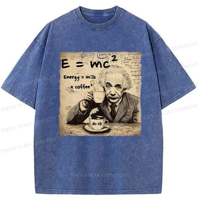 Tokyo-Tiger Funny Energy=Milk x Coffee^2 Washed T-Shirt