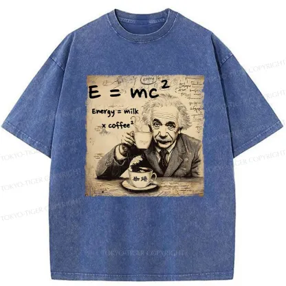 Tokyo-Tiger Funny Energy=Milk x Coffee^2 Washed T-Shirt